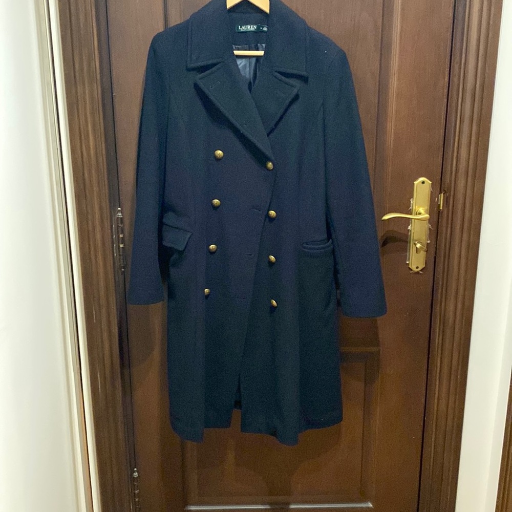 Ralph Lauren Navy Blue Wool Dress Coat
